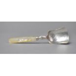 A Silver and Mother of Pearl Handled Tea Caddy Spoon by George Unite Birmingham, 1853