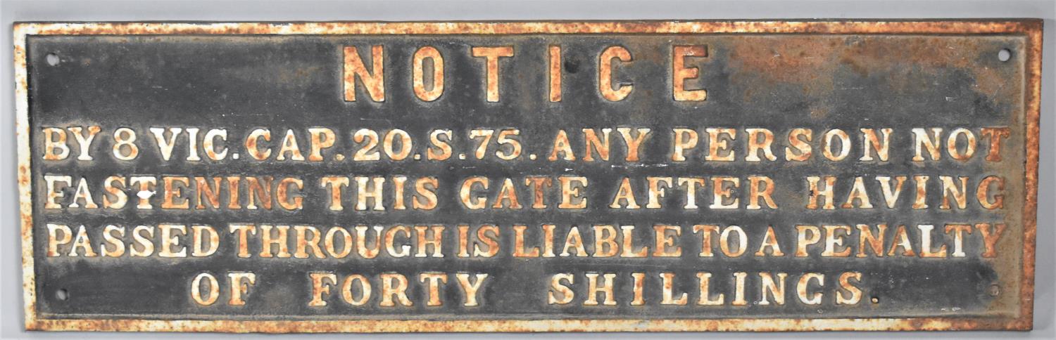 A Victorian Cast Iron Rectangular Notice, 77x24cm