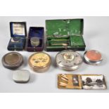 A Collection of Various Cylindrical Boxes, Tobacco Box, North Indian Silver Plated Box, Pill Boxes