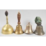 A Collection of Four Various Vintage Brass Bells, the Tallest 19cm
