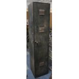 A Vintage Green Painted Metal Locker, 38cm Wide x 40cm Deep x 178cm high