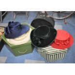 Three Vintage Hat Boxes Containing Various Ladies Hats