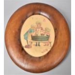 A Vintage Oval Wooden Framed Nursery Print, Dollies' Washing Day, 36x31cm Overall