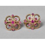 A Pair of 9ct Gold and Pink Ruby Vintage Clip on Earrings, Total Weight 4.4g