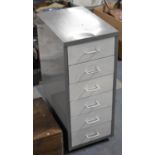 A Vintage Metal Six Drawer Cabinet, 28cm Wide