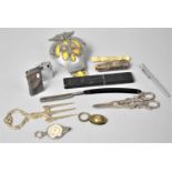 A Collection of Sundries to Include Silver Mounted Parasol Handles, Carved Needle Case, Vintage AA