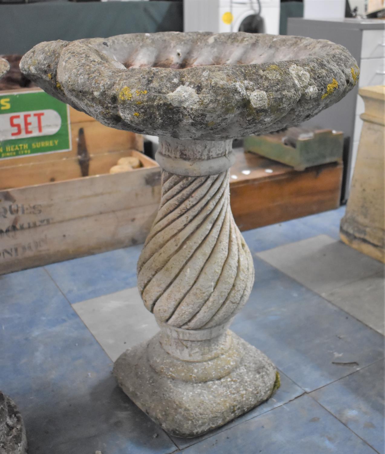 A Reconstituted Stone Garden Bird Bath in the Form of a Shell, 70cm high - Image 2 of 2