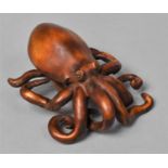 A Carved Wooden Study of a Octopus, 7cm long