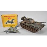 A Boxed Dinky Toys Javelin Fighter and a Diecast Model of a Patton Tank