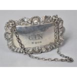 A Silver Decanter Label for Gin by D J S, London 1986