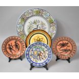 A Large Portuguese Charger with Dome Design together with Two Terracotta Plates having Classical