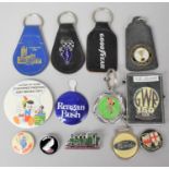 A Collection of Vintage Keyrings, Enamelled GWR Badge etc