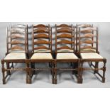 A Set of Eight Mid 20th Century Oak Ladder Back Dining Chairs