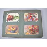 A Late Victorian/Edwardian Postcard Album Containing Mainly Coloured Postcards to include Flowers,