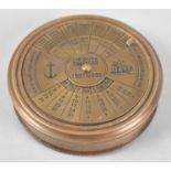 A Reproduction Cylindrical Compass with Lid Engraved with a 100 Year Calendar, 1957-2056, 7.5cms
