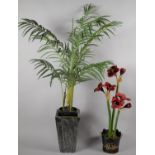 Two Artificial Pot Plants, One with Ceramic Vase