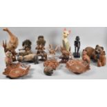 A Collection of Various Carved Wooden Animal and Figural Ornaments etc