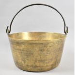 A Vintage Brass Jam Kettle with Loop Handle, 32cm Diameter