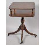 A Mid/Late 20th Century Mahogany Two Tier Magazine Table with Claw Feet and Casters, 40cm Sqaure