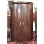 A 19th Century Mahogany Bow Fronted Wall Hanging Corner Cabinet, 74cm Wide