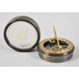 A Reproduction Cylindrical Compass/Sundial, The Glass Cover Inscribed Made for Royal Navy, 7cm