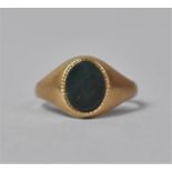 A 9ct Gold Uncarved Intaglio/Signet Ring, Sheffield 1980, Bloodstone Mount, 1.7g