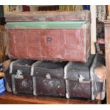 A Metal Travelling Trunk and a Cabin Suitcase