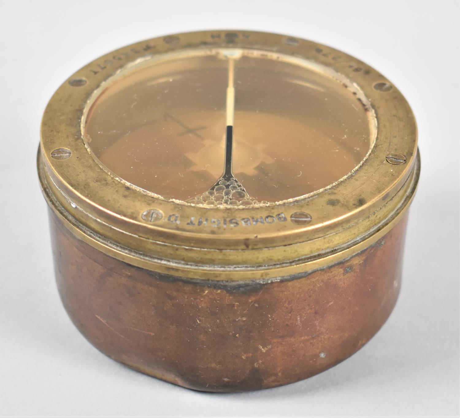 A Vintage A&M Bombsight D Dampened Compass with Air Ministry Stamp, no.34567T, 10cm diameter