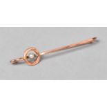 A Victorian Rose Gold and Seed Pearl Tie Pin, 1.9g, 5cm long