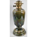 A Late Victorian Brass Mounted Vase Shaped Oil Lamp with Duplex Controls, 40cms High