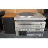 A Sony PS-LX2 Automatic Stereo Turntable System, Sony Tuner ST242L, Stereo Amplifier, 2A-2 and
