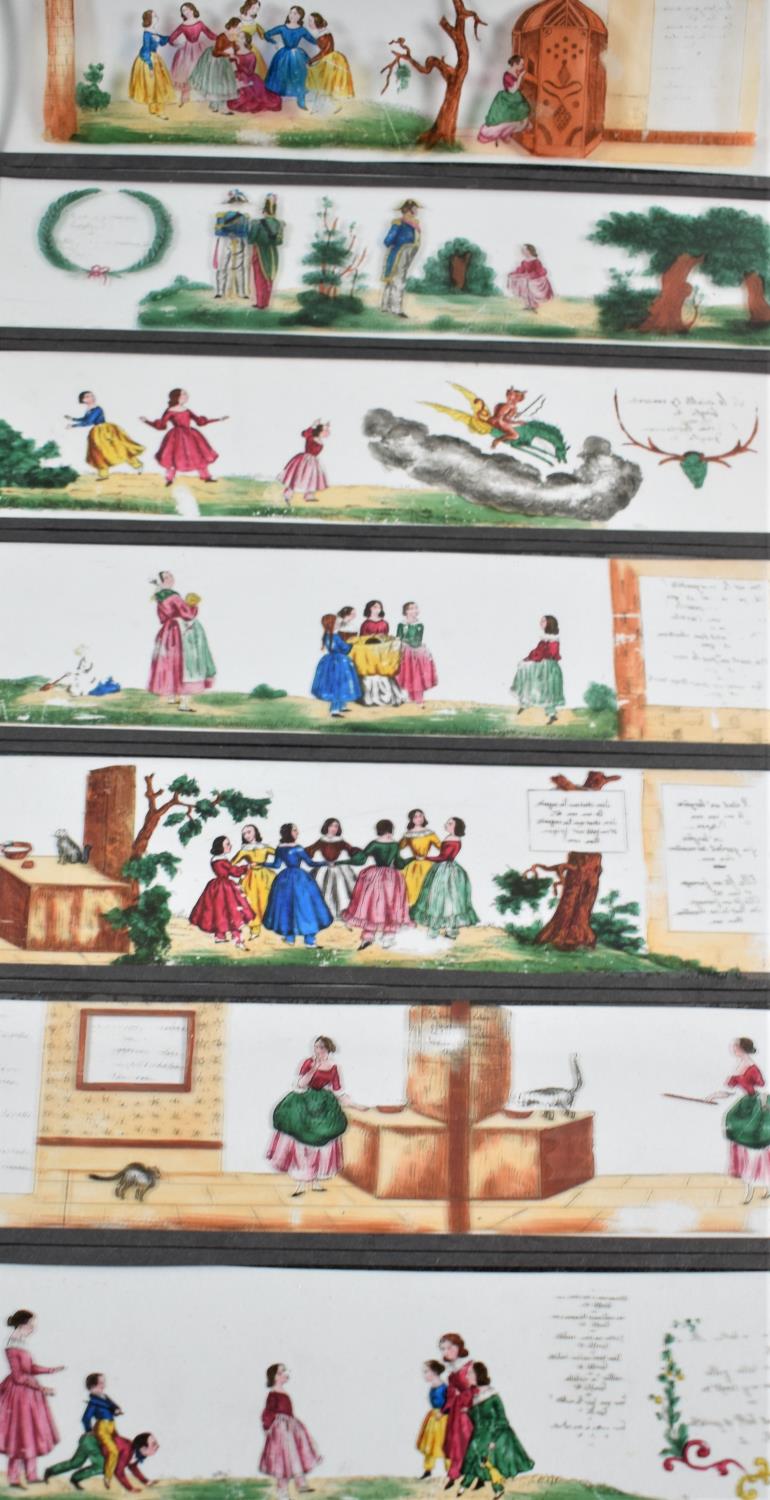 A Collection of Fourteen Hand Coloured French Magic Lantern Slides, Each 29.5cms Long - Image 3 of 3