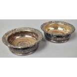 A Pair of Sheffield Plated Bottle Coasters, Each 15cms Diameter