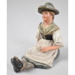 A French Terracotta Figure of Seated Edwardian Lady, Feet Glued, 14cm high