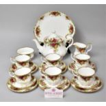 A Royal Albert Old Country Roses Tea Set to comprise Teapot, Cake Plate, Porcelain Plaque, Jug,