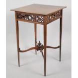 An Edwardian Mahogany Square Topped Occasional Table with Pierced Top Border, Tapering Square Legs