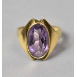 A 14ct Gold and Amethyst Ladies Dress Ring, Size N, 5.2g