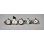 Five Edwardian Silver Cased Wrist Watches All with Swiss Movements