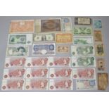 A Collection of Various Foreign Banknotes, Ten Shilling Notes, Scottish notes Etc