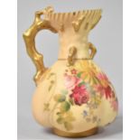 A Royal Worcester Blush Ivory Jug with Hand Painted Decoration, Shape No. 1507