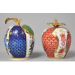 Two Royal Worcester Connoisseur Collection Candle Snuffers, Strawberry and Plum