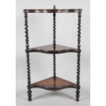 A Serpentine Front Mahogany Whatnot with Barley Twist Supports, 98cm High and 54cm wide