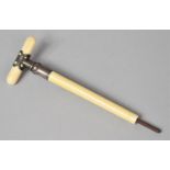 A Late Victorian Ivory and White Metal Ladies Parasol Handle, 14cm long