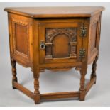 A Mid 20th Century Oak Credence Cabinet with Carved Panel Door, 81cm wide