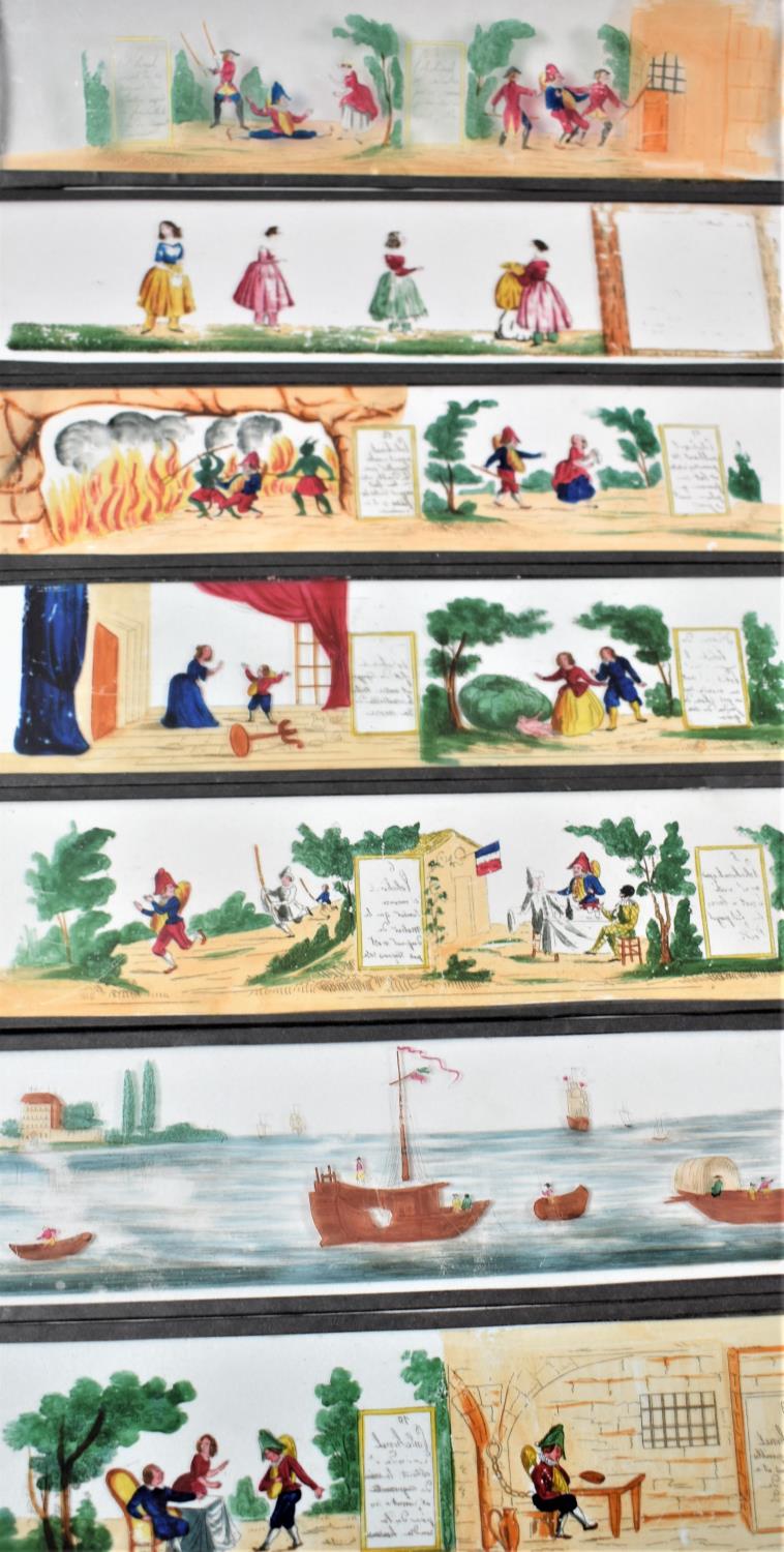 A Collection of Fourteen Hand Coloured French Magic Lantern Slides, Each 29.5cms Long - Image 2 of 3