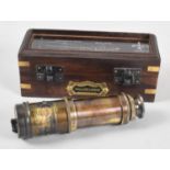 A Reproduction Cased Miniature Three Fold Telescope in the Manner of Dollond of London, Case 16.5cms