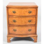 A Late 20th Century Serpentine Fronted Three Drawer Small Chest on Bracket Feet, 53cms Wide and