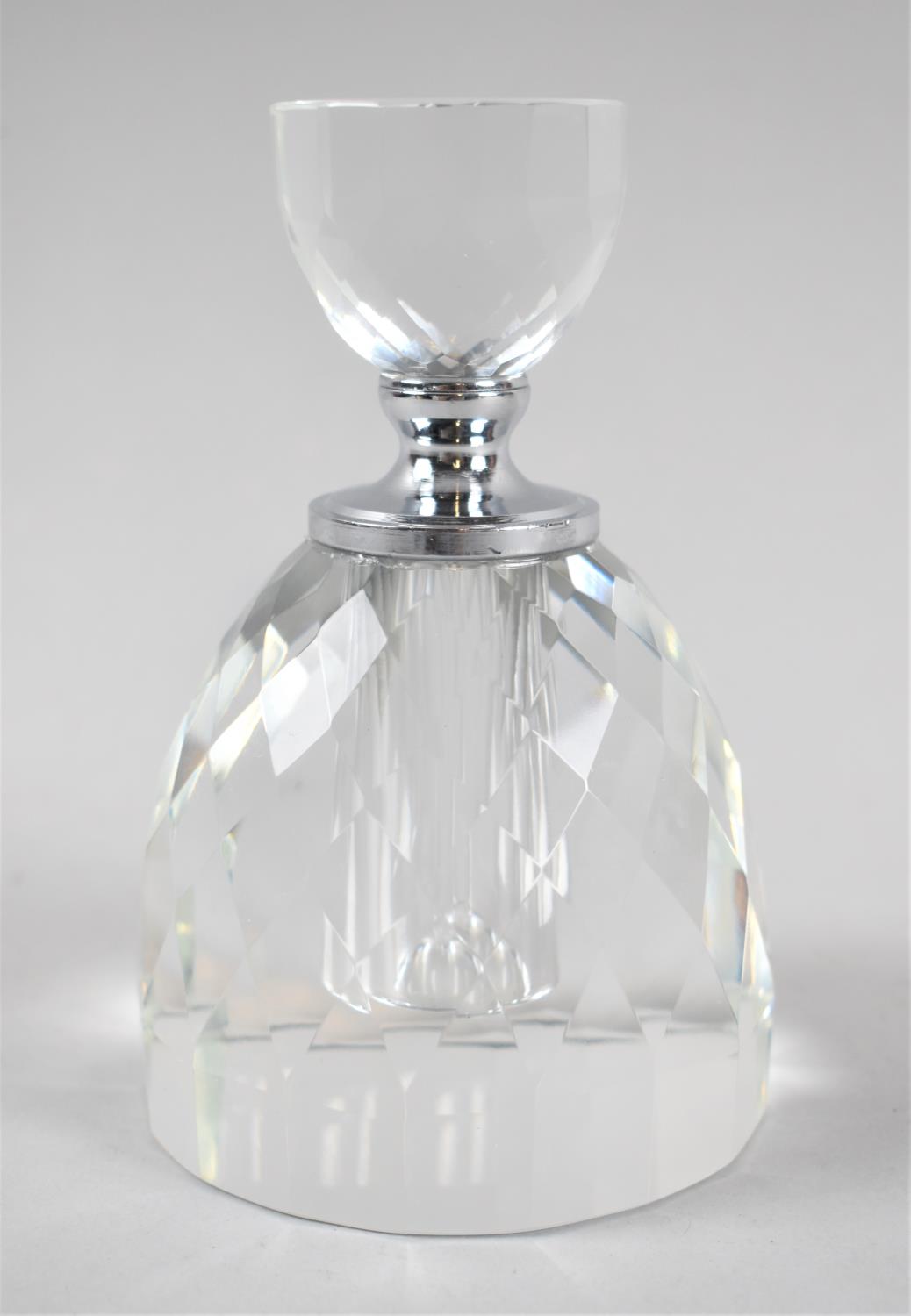 A Modern Art Deco Style Faceted Glass Scent Bottle, 14cm high