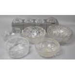 A Set of Four Boxed Waterford Crystal Bowls together with Collection of Five Large and Heavy Cut