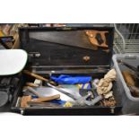 A Vintage Wooden Carpenters Toolbox Containing Tools